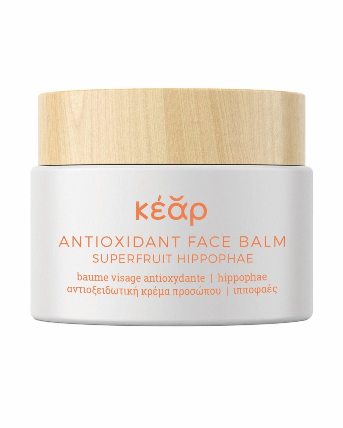 face balm - AntiOxidant Face Balm skyddar huden mot fria radikaler, toxiner och miljöföroreningar.

Eoner av skönhetshemligheter har nu återupptäckts i hållbar grekisk hudvård. Inspirerad av gamla kosmetiska formuleringar erbjuder Kear ren hudvård som respekterar hudens hälsa och återställer dess naturliga skönhet. AntiOxidant Face Balm är en mycket koncentrerad, återfuktande, antioxidant- och vitaminrik multiprodukt mot ålderstecken.

Rik på havtornsbär, ett mångfaldigt näringsstjärnskott som bromsar åldri