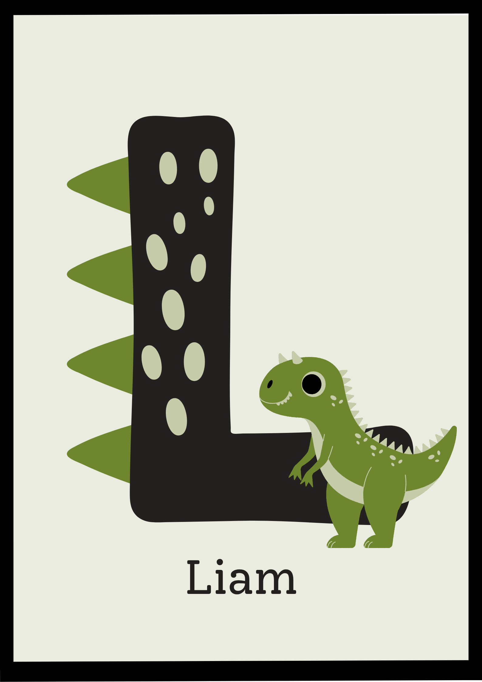 namntavla med dinosaurie - L alfabetstavla - bokstavstavla namn 